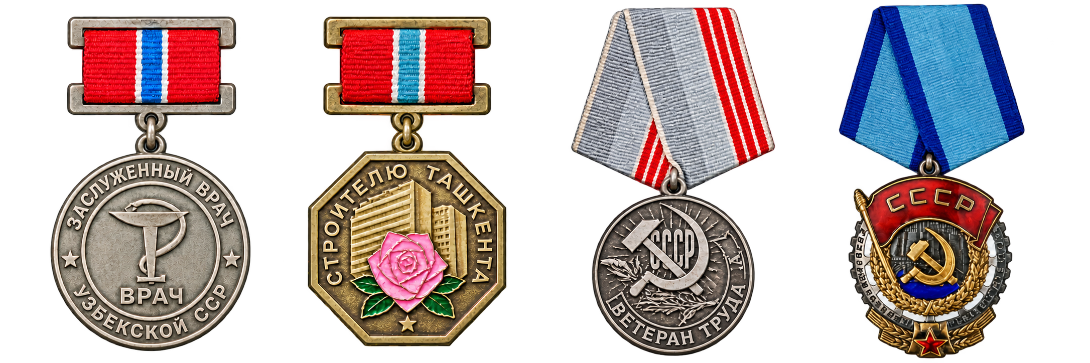 Restored illustration of the Builder of Tashkent award.