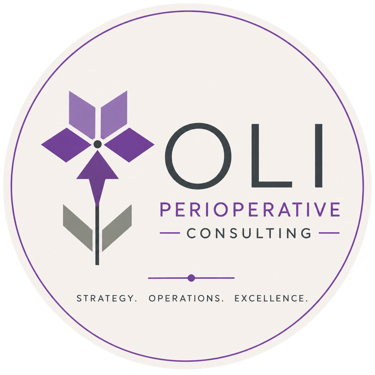 OLI’s logo, featuring her favorite flower, the purple African violet.